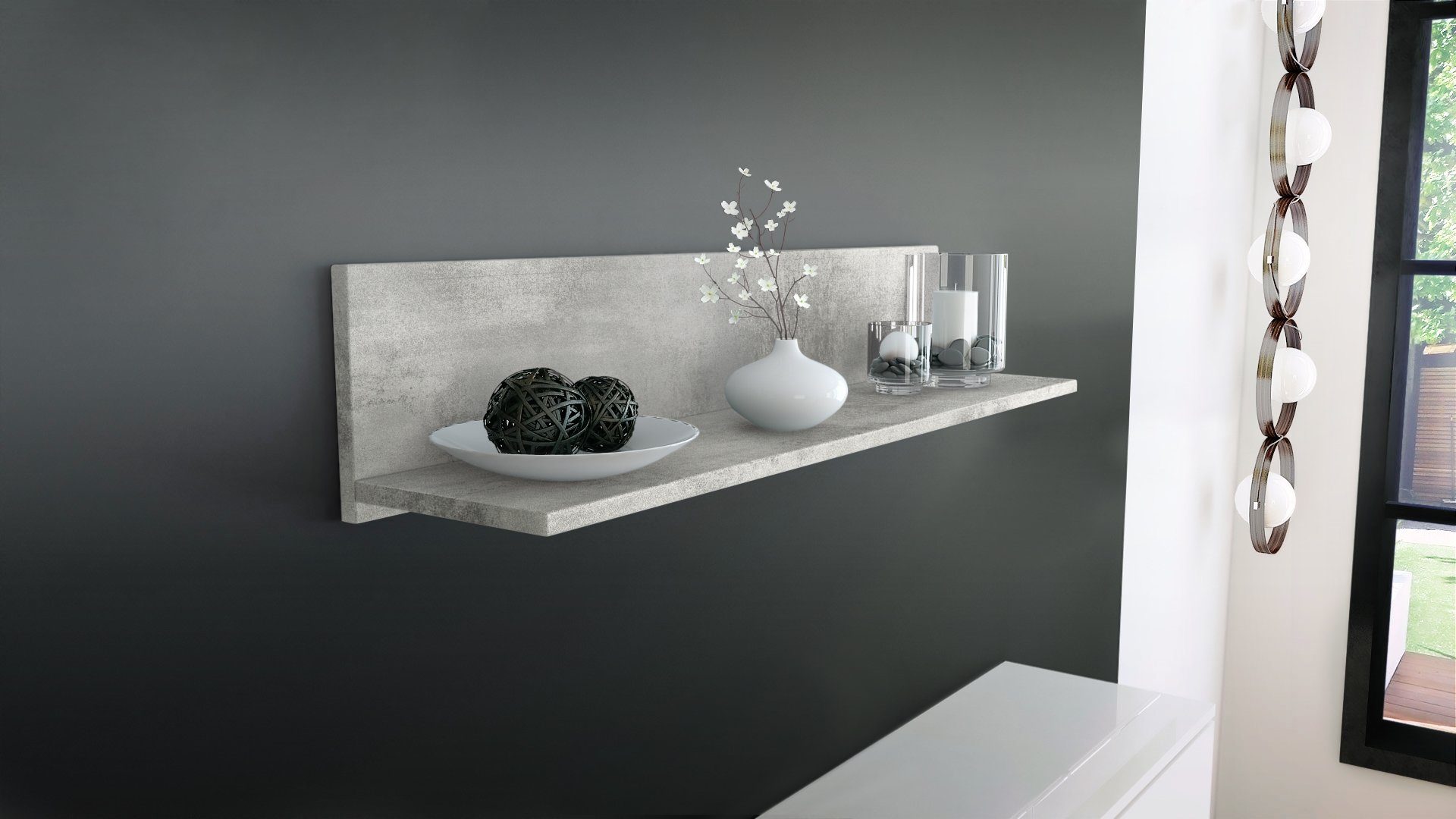 Vladon Wandregal Skadu, Schweberegal, Beton Oxid Optik (97,5 x 18,5 x 18,5 günstig online kaufen