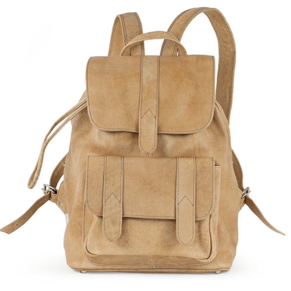 Jahn-Tasche Cityrucksack Lederrucksack / Cityrucksack Gr. M, Beige, Jahn-Tasche 519