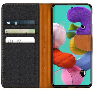 CoolGadget Handyhülle Denim Schutzhülle Flip Case für Samsung Galaxy A71 6,7 Zoll, Book Cover Handy Tasche Hülle für Samsung A71 Klapphülle