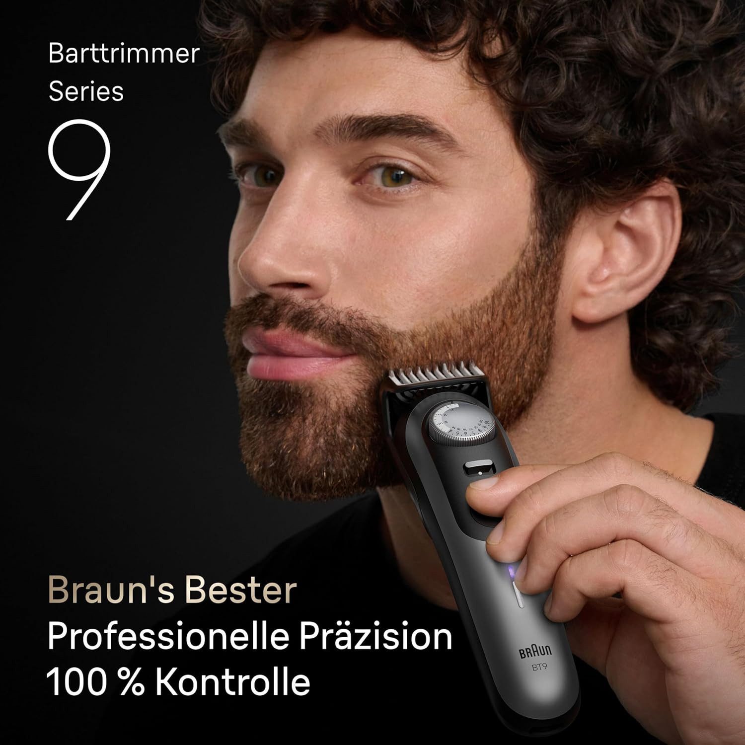 Braun Gesichtshaarrasierer Braun BT9545 Barttrimmer Series 9 inkl. 6 Aufsätze und Ladestation