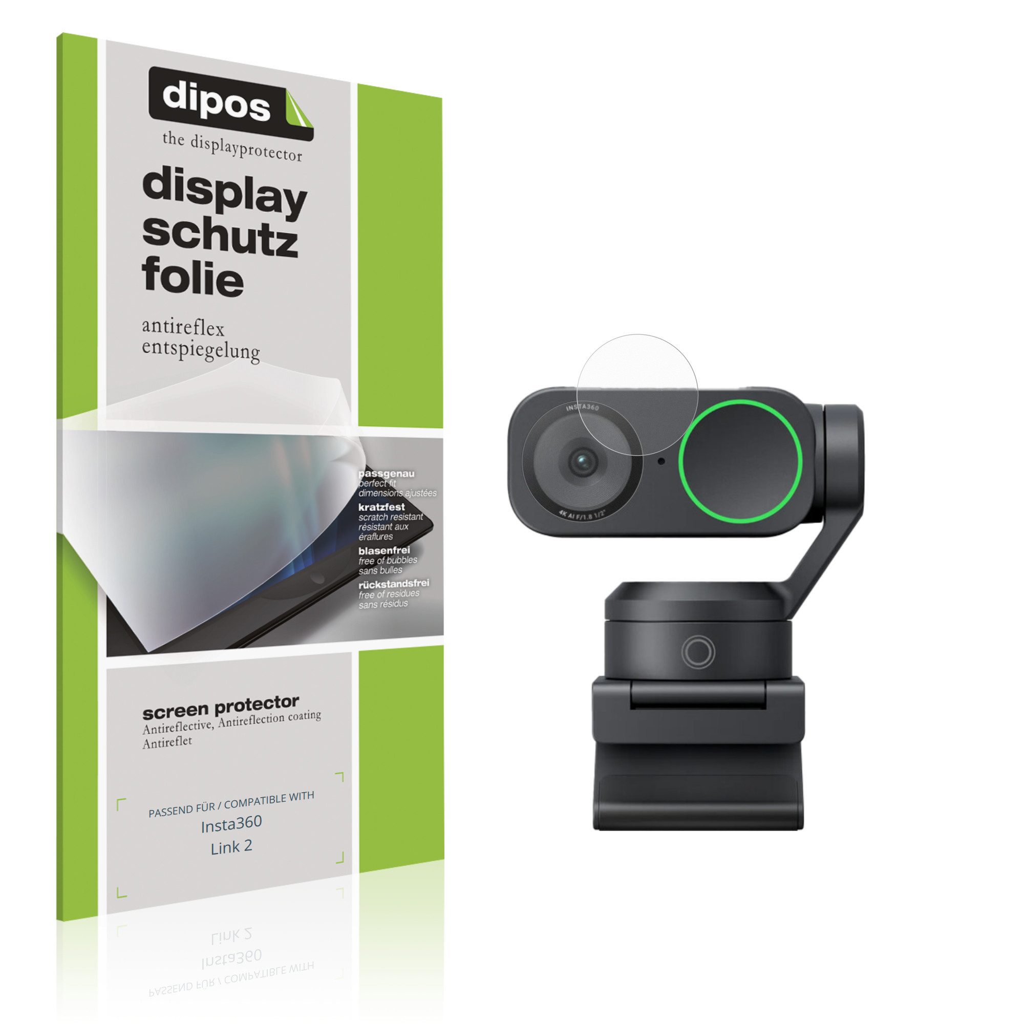 dipos Displayschutzfolie Schutzfolie für Insta360 Link 2, 4 Stück, Displayschutz Schutz Folie Made in Germany