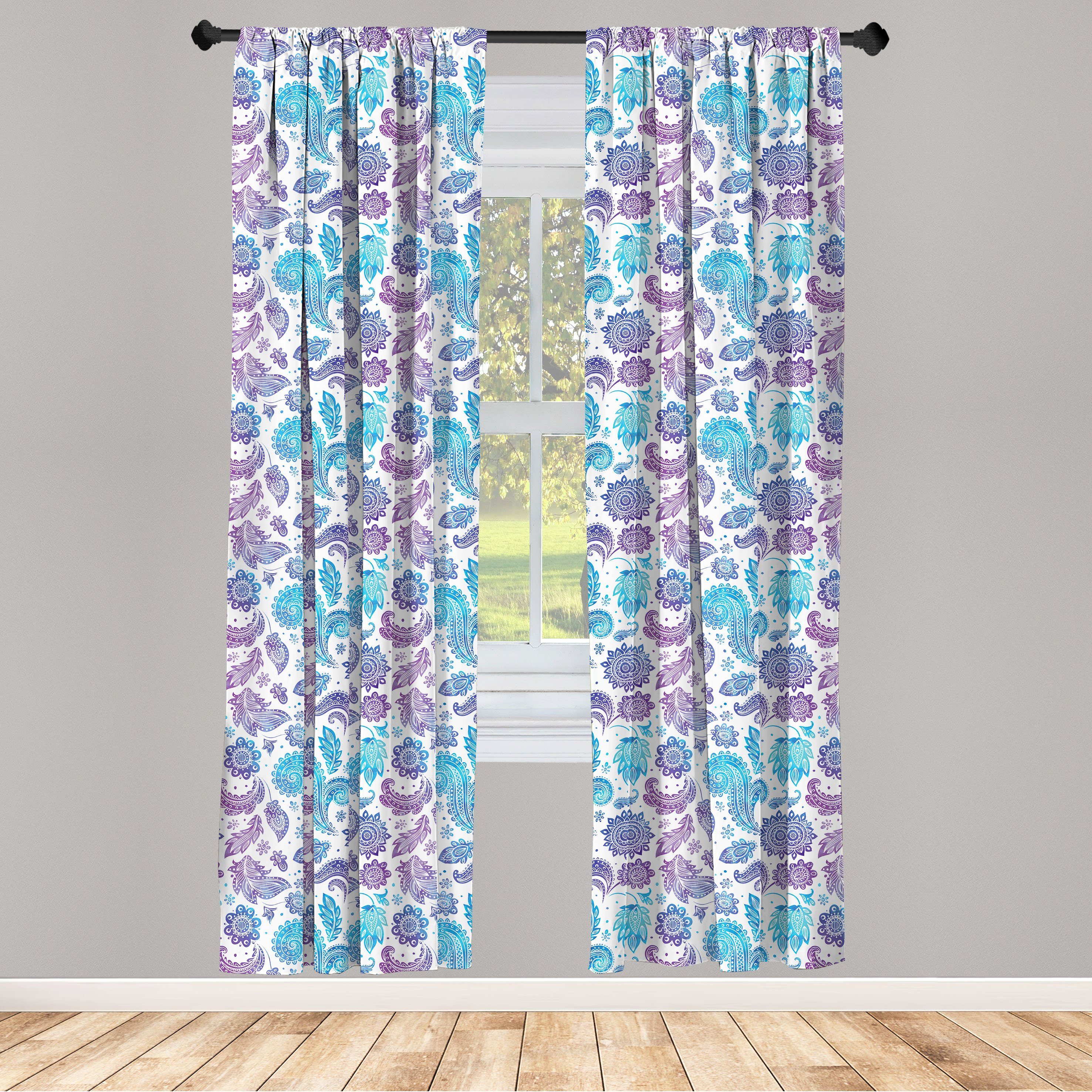 Gardine Vorhang für Bilder Wohnzimmer Dekor, Schlafzimmer Jahrgang Aquarell Microfaser, Blumen Abakuhaus