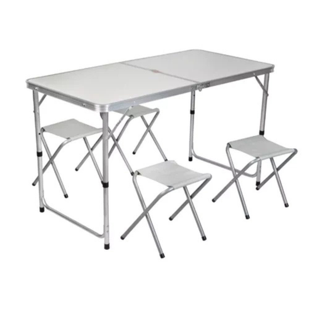 Trizand Campingtisch Gartenmöbel Tisch Stühle (Spar-Set, 5-St., einfacher Aufbau), Tischplatte dient als Koffer für die Stühle mit Transportsicherung