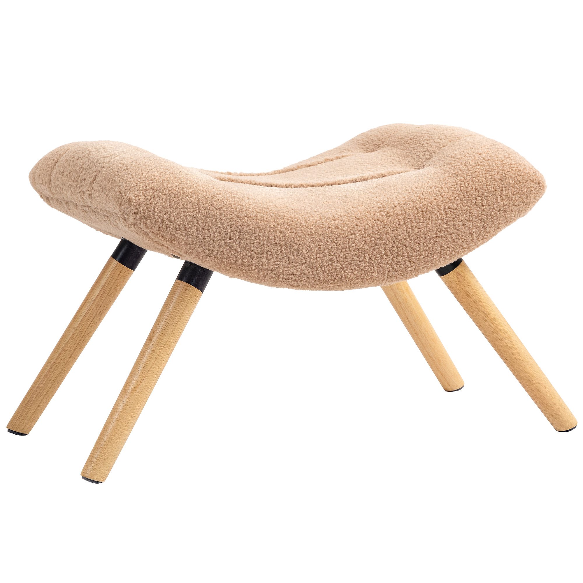 HOMCOM Fußhocker Hocker mit weichem Sitzkissen mit Berberfleece-Stoff Ottoman (Sitzhocker, 1 St., Polsterhocker), für Wohnzimmer, Schlafzimmer, 67 x 45 x 38 cm, Braun