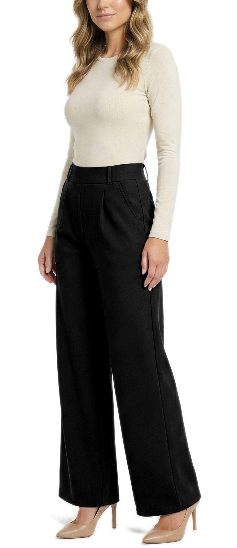 dy_mode Palazzohose Damen Anzughose Weites Bein unifarben Elegante Palazzoh günstig online kaufen