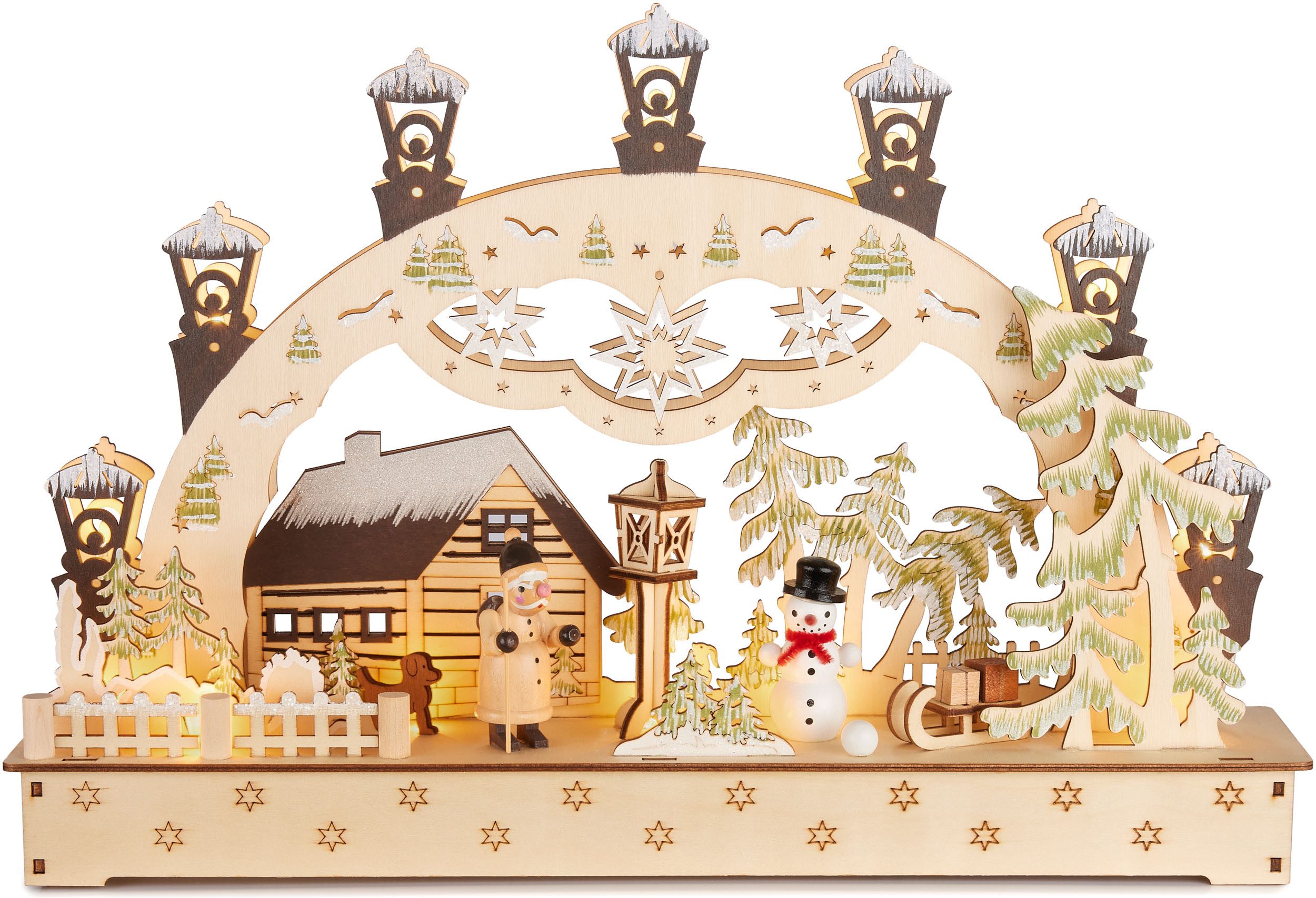 BRUBAKER LED Lichterbogen 3D Schwibbogen - Weihnachtshaus im Wald mit Later günstig online kaufen