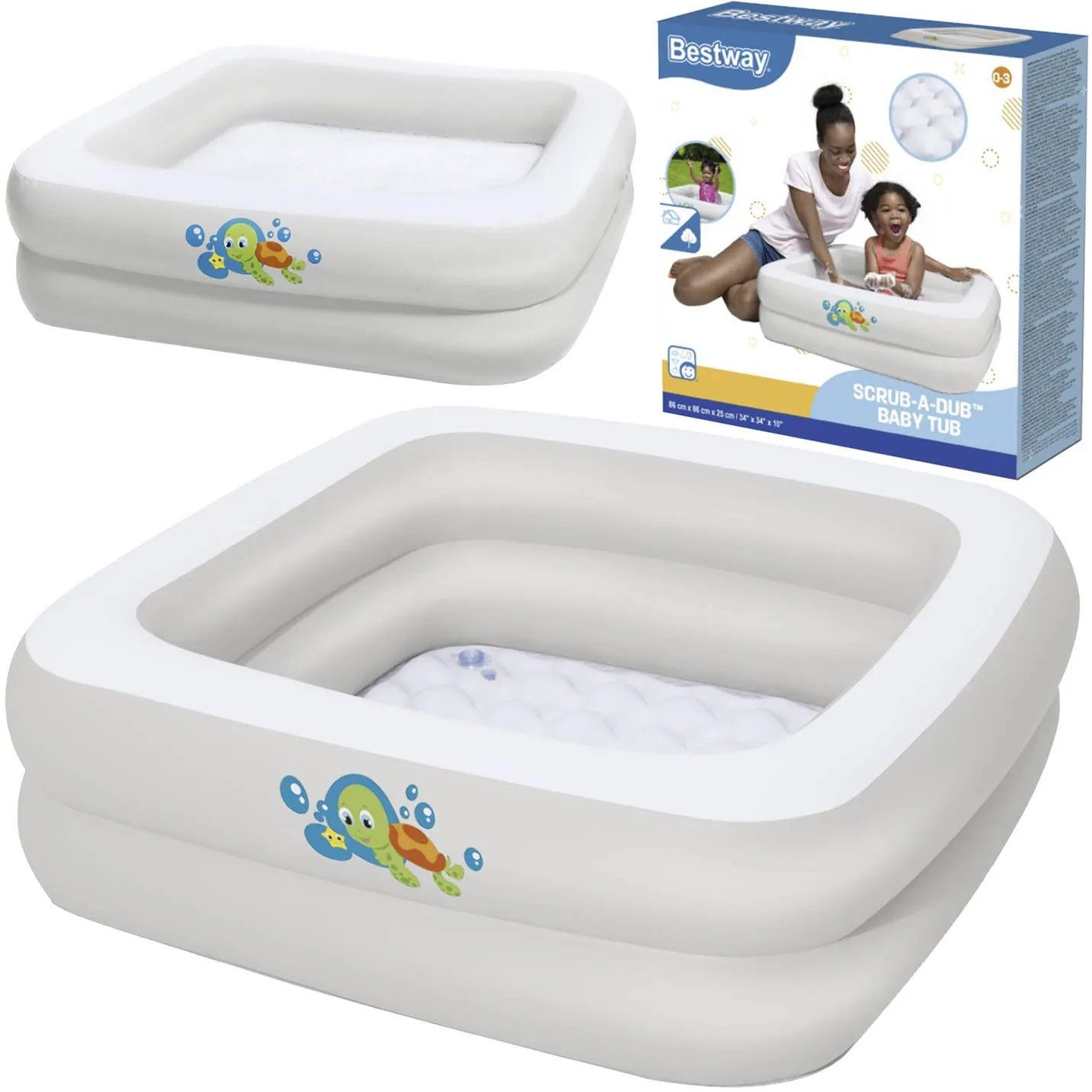 BESTWAY Pool Babypool Planschbecken Kinderbecken (Spar-Set, 1-tlg., 86 x 86 x 25 cm klein), 86x86 cm, ab 0 Jahren, Babypool