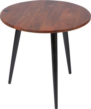 TOM TAILOR HOME Beistelltisch T-WOOD TABLE MEDIUM, Beistelltisch mit Knopfdetail, dunkles Mangoholz und schwarze Beine