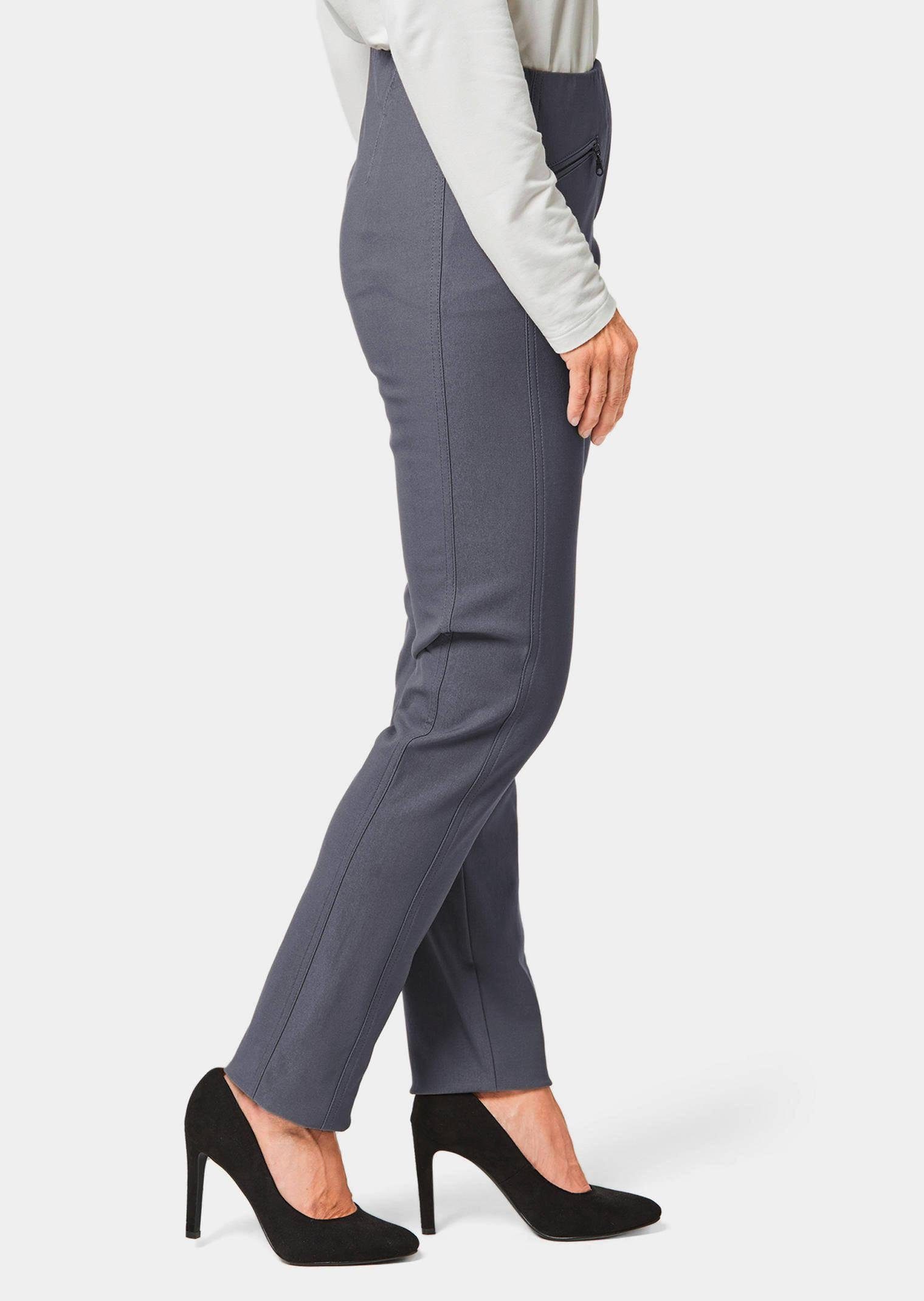 GOLDNER Stoffhose Kurzgröße: Elegante Stretchhose mit Schlupfbund Viskosehose mit Taschen, Teilungsnähten und Knöchellänge