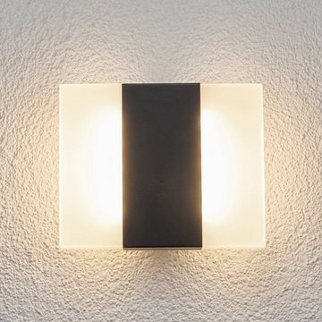 Lindby LED Außen-Wandleuchte Börje, LED-Leuchtmittel fest verbaut, warmweiß, Modern, Aluminium, Kunststoff, grafitgrau, weiß, 1 flammig, inkl.