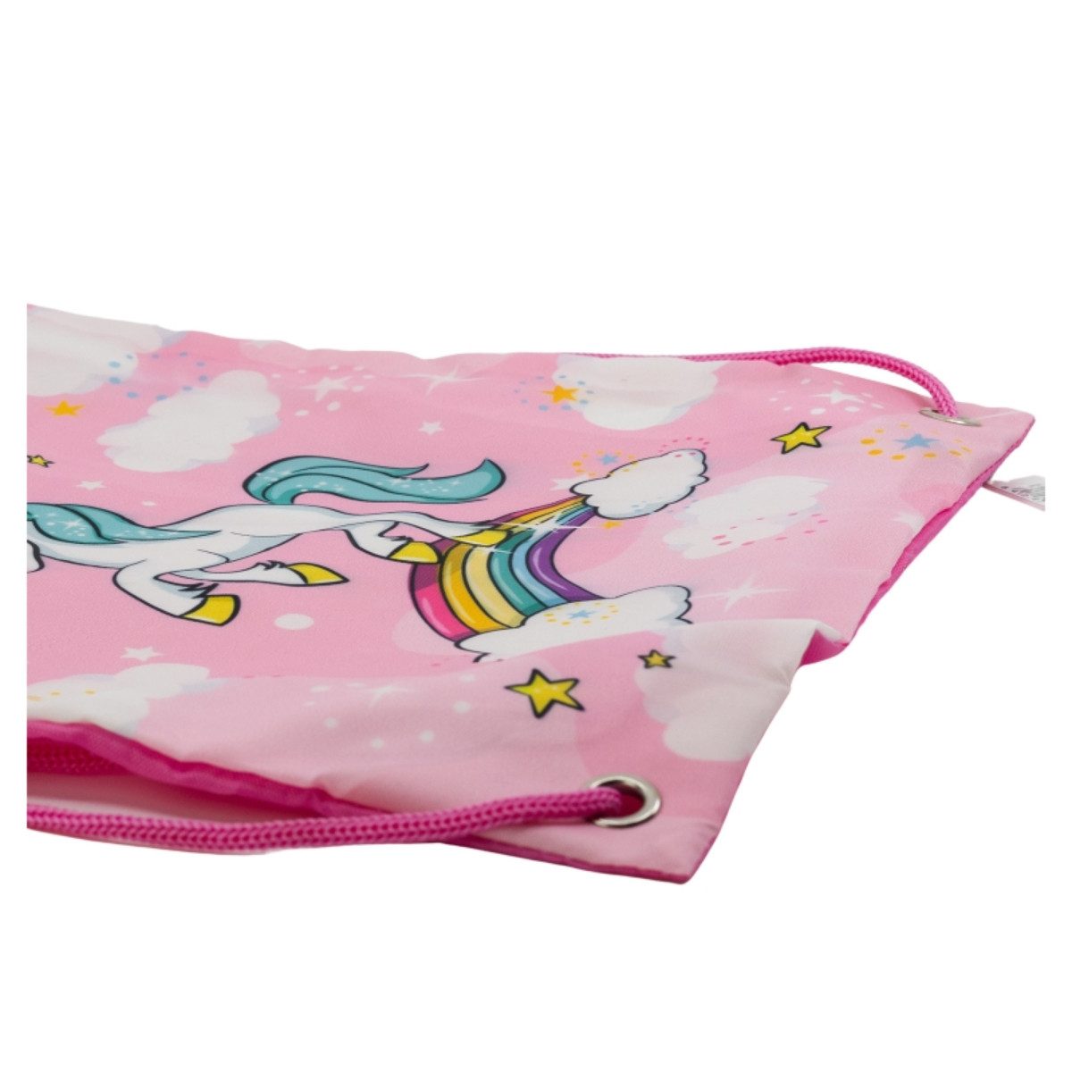 Storline Turnbeutel Einhorn Lunchbag mit Regenbogenmotiv für Kinder mit Kordelzug