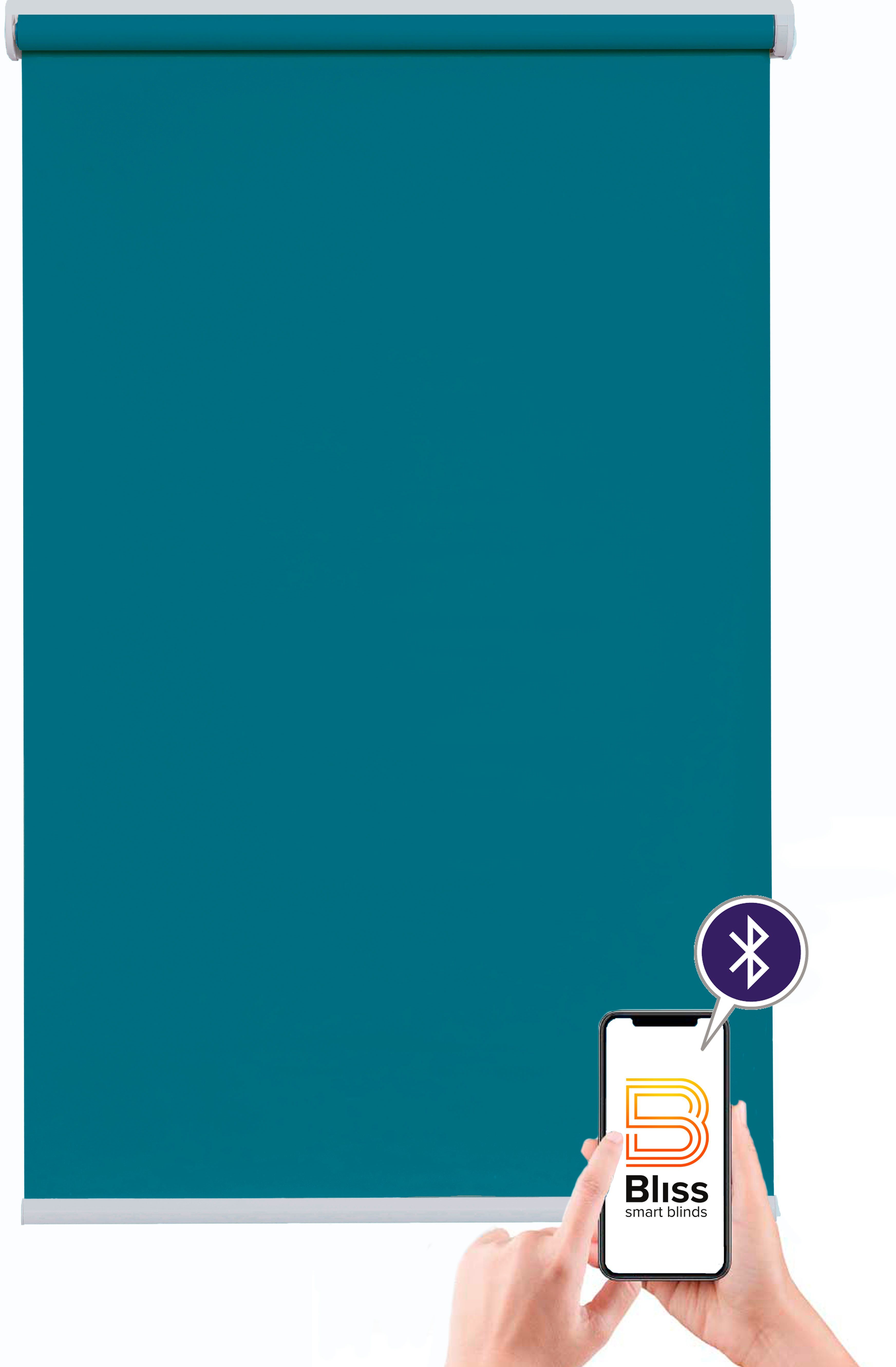 Elektrisches Rollo San Francisco, sunlines, verdunkelnd, mit Bohren, freihängend, verschraubt, appgesteuert via Bluetooth, mit Motor und Akku, weißer Fallstab