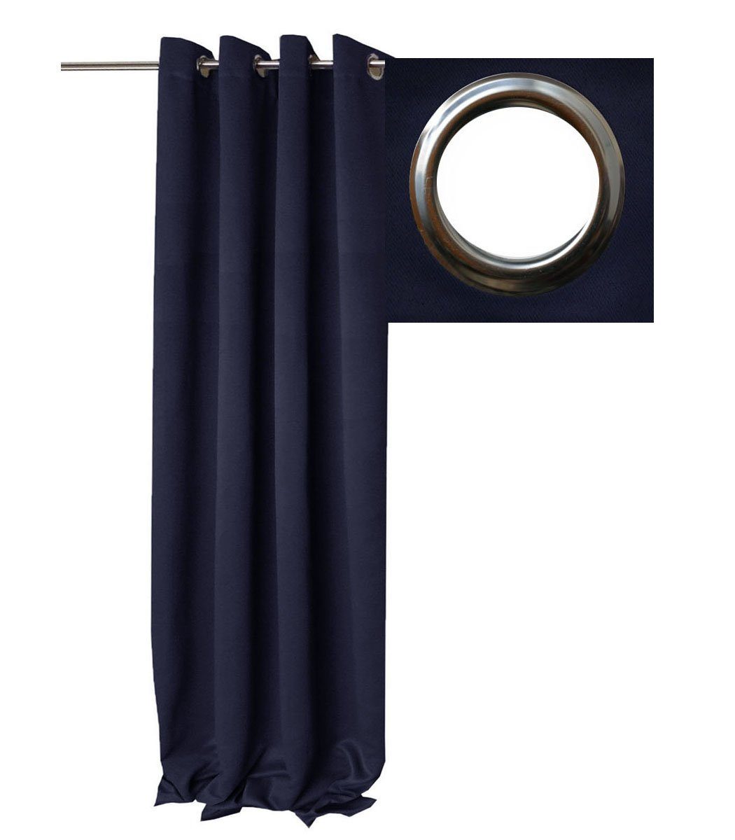 Gardine VERDUNKELUNG Vorhang ÖSEN viele Größen Gardine Blackout Blickdicht, Brilliant, Ösen (1 St), verdunkelnd, gewebt, glattes Gewebe Marineblau