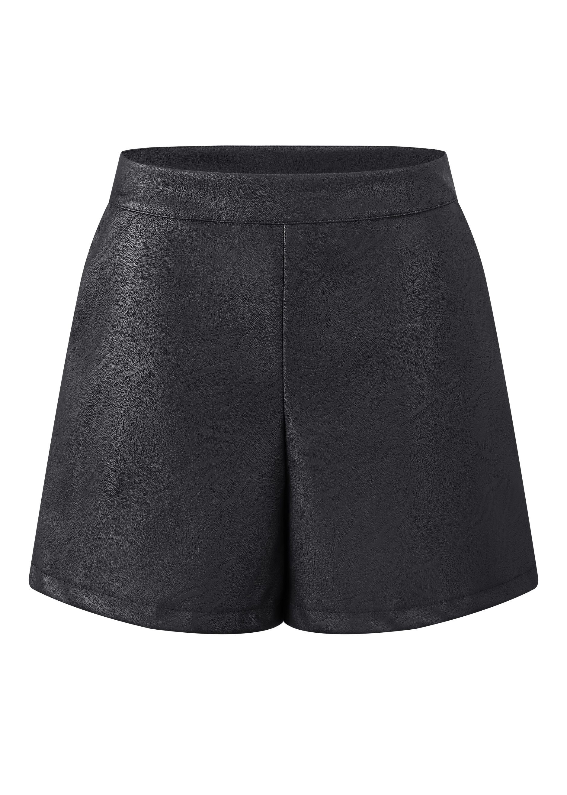 SASSYCLASSY Shorts Angesagte Kunstleder Shorts Damen mit Taschen Kurze Hose günstig online kaufen