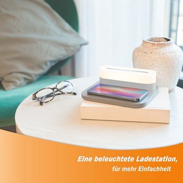 LIVOO Tischleuchte LIVOO Touch-Nachttischlampe Induktionsladestation Smartphone USB, Nachttischleuchte, modern, kabellos, LED fest integriert, Warmweiß, Wohnzimmer, Schlafzimmer, Esszimmer, Küche, Flur