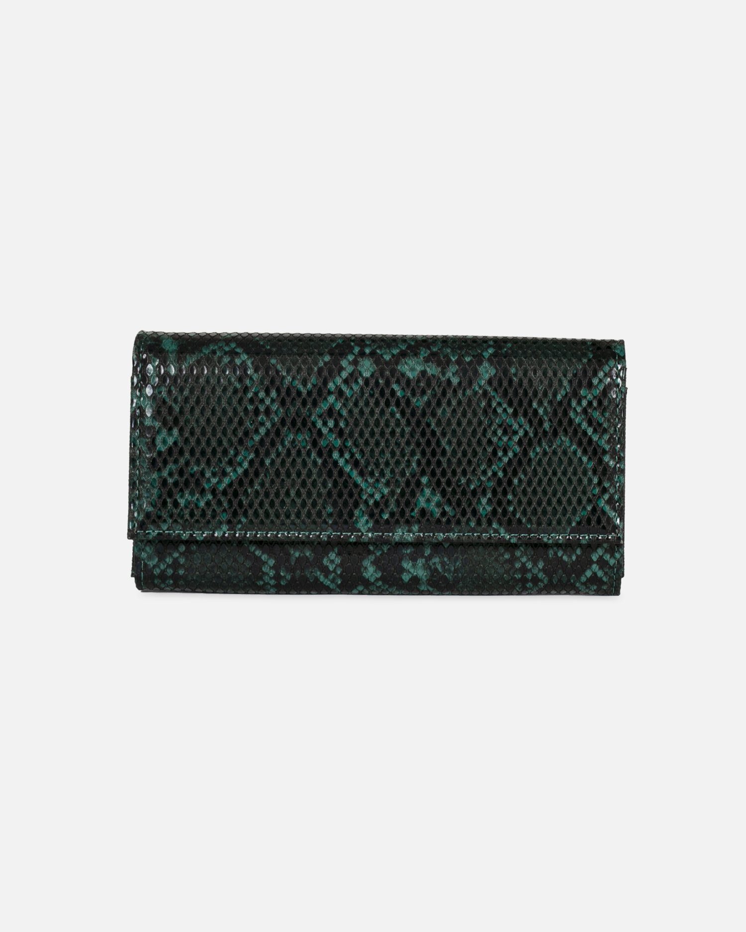 Becksöndergaard Geldbörse Snake Kantay Geldbeutel für Damen - Portemonnaie mit Schlangenoptik, in Grün aus Kunstleder 19x13x3 cm Deep Depths
