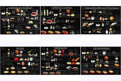 Postkarte Rezeptkarten-Set "Vegetarische Gerichte auf 6 Rezept-n"