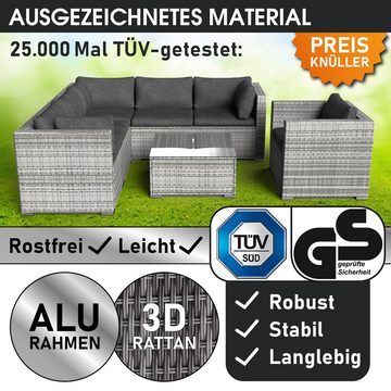 BRAST Gartenlounge-Set Harmony für 5 Personen inkl. extra Dicke Kissen, TÜV geprüft Outdoor Loungemöbel Sitzgruppe Essgruppe Garnitur