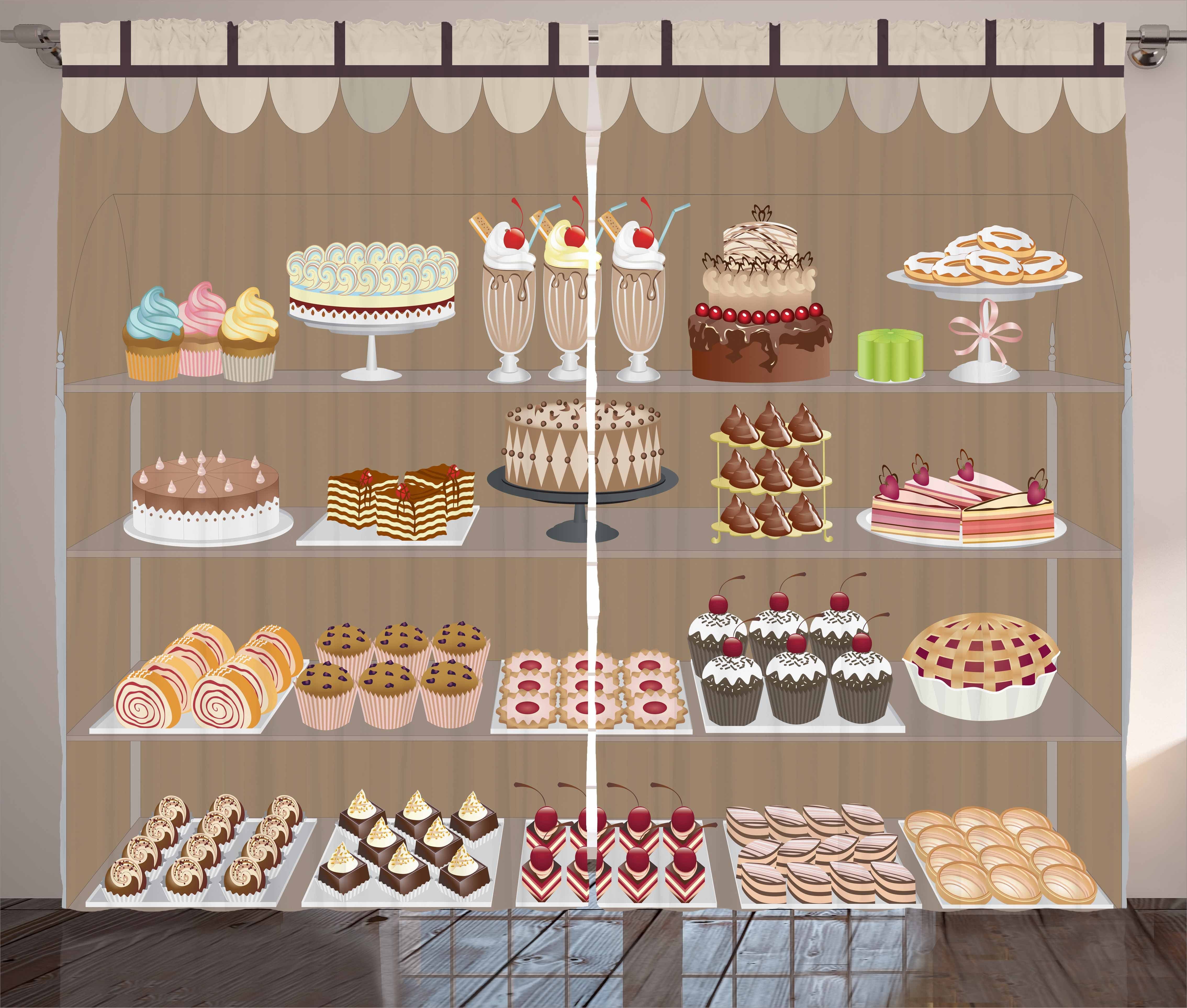 Haken, Auslage Bäckerei Kräuselband und mit Schlafzimmer Schlaufen Vorhang Gardine Abakuhaus, Dessert