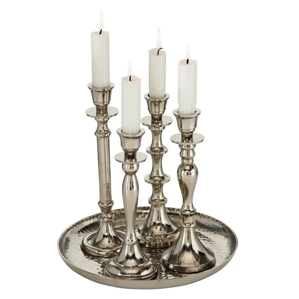 BOLTZE Kerzenleuchter Zeus (Set, 5 St), aus Metall, Silber, mit Tablett