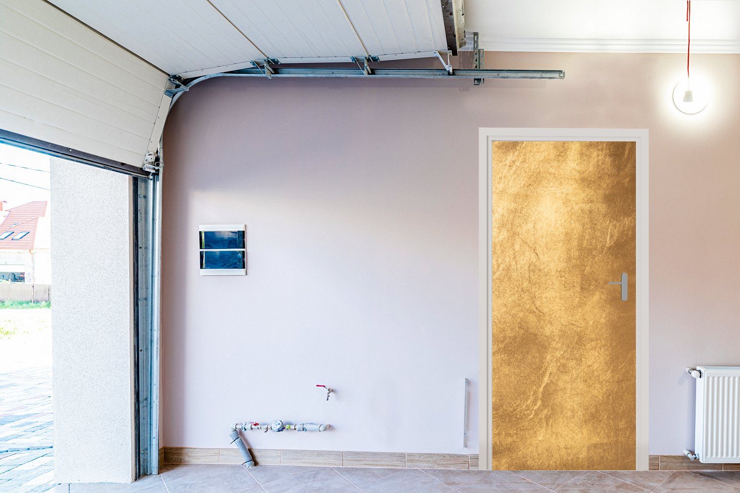 Wand, Türaufkleber, Fototapete fällt (1 auf 75x205 für Licht Türtapete goldene MuchoWow Tür, eine bedruckt, cm Matt, St),