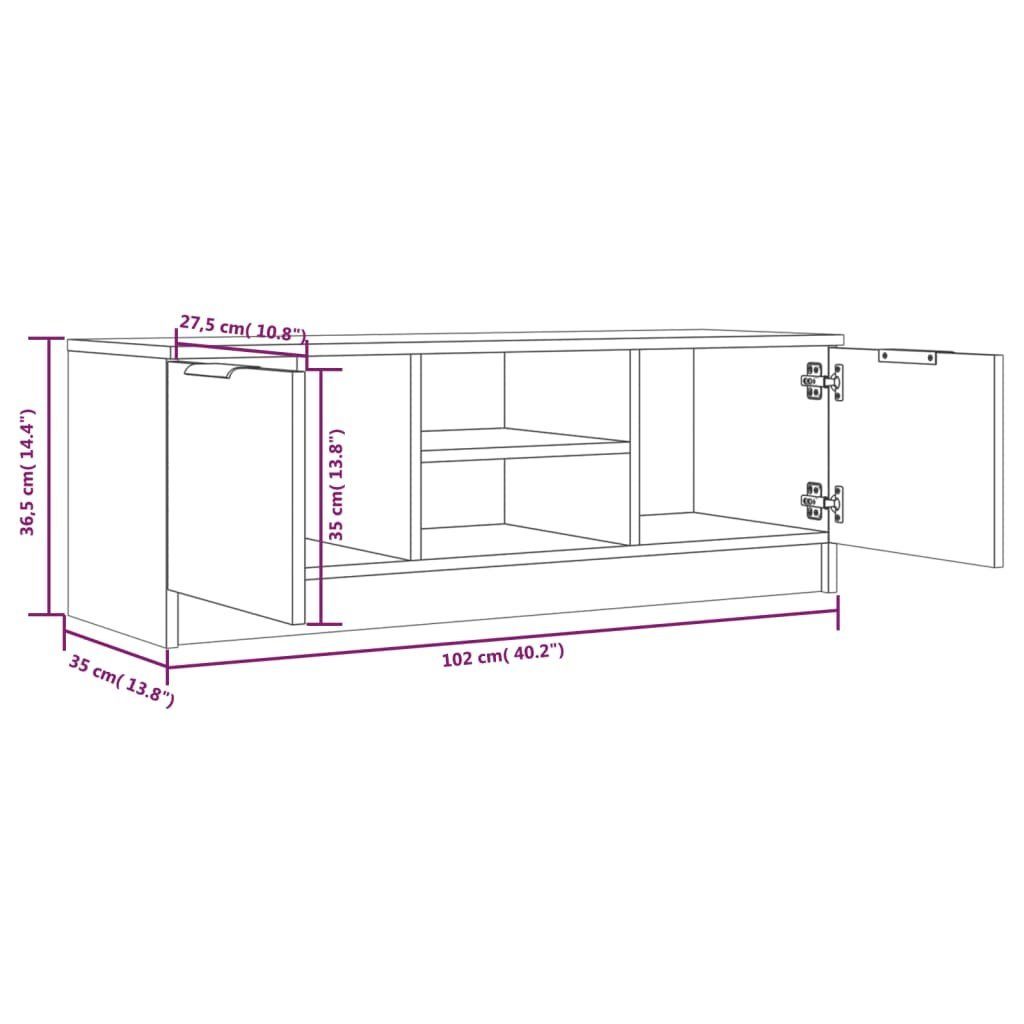 furnicato cm Grau TV-Schrank 102x35x36,5 Sonoma Holzwerkstoff