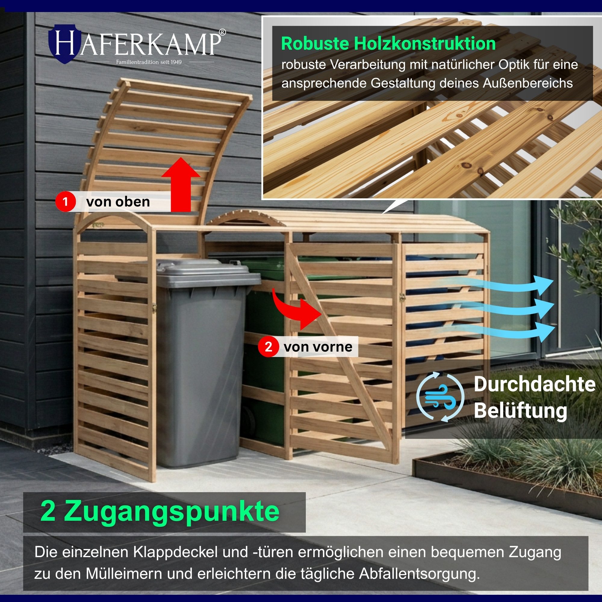 PROREGAL® Mülltonnenbox Mülltonnenbox 3er ARKADE