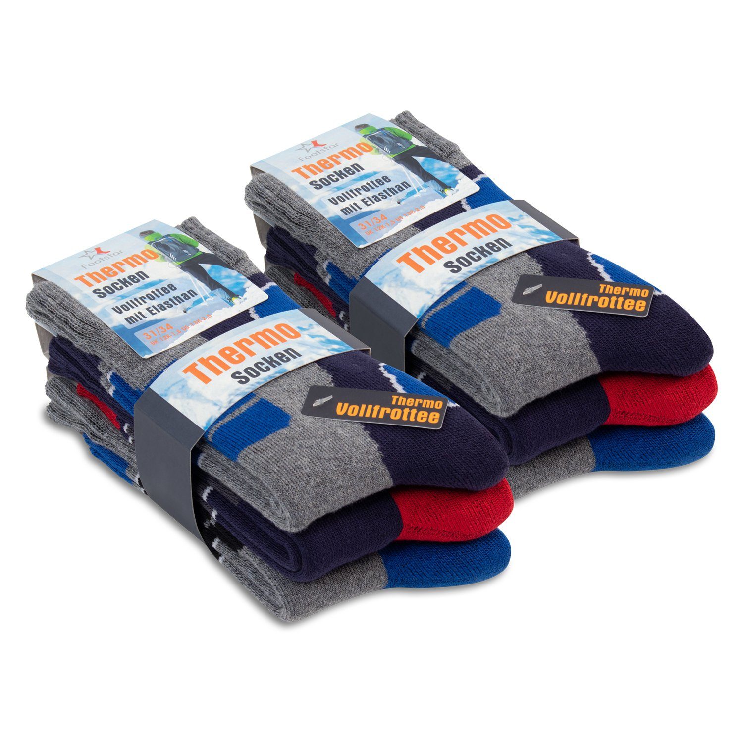 Footstar Thermosocken Bunte Kinder Outdoor Socken (6 Paar) Thermo Wintersocken – Bild 4 von 4