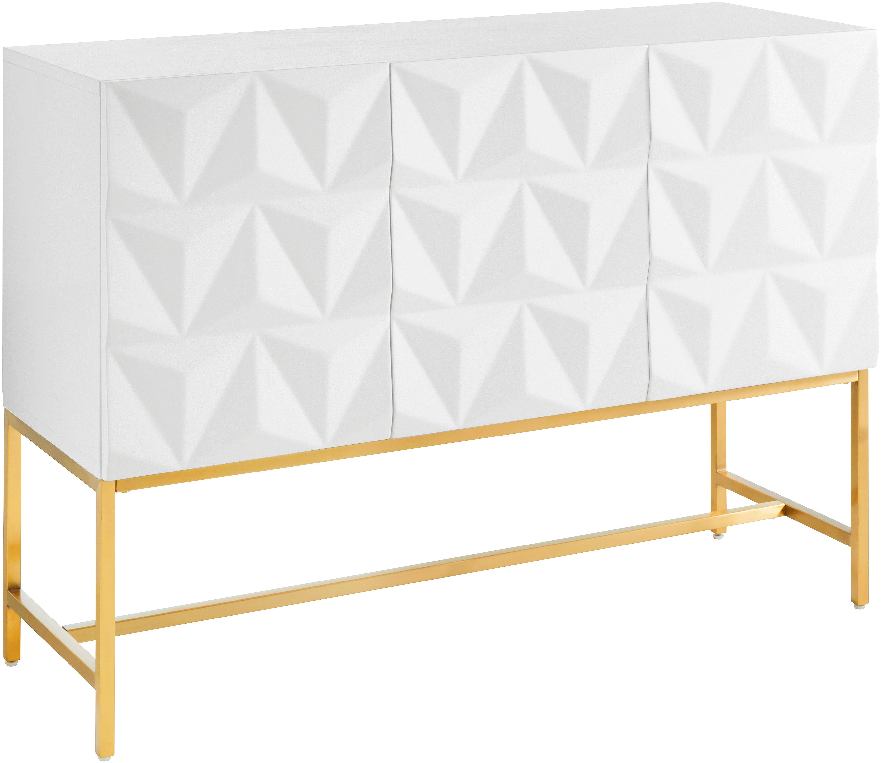 Leonique Sideboard Rovuma, TOPSELLER!, OTTOs Choice (Kommode, FSC-zertifizierter Holzwerkstoff, lackiert), in 3D-Optik und goldfarbenem Metallgestell