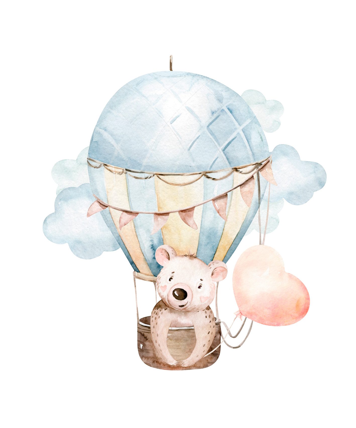 Lüttenhütt Bild mit Rahmen oder Poster, Koala mit Herz im Heißluftballon, Ballonfahren, Bär, Fantasy, Heißluftballon, Koala, Tiere (1 St), HD Premium Druck