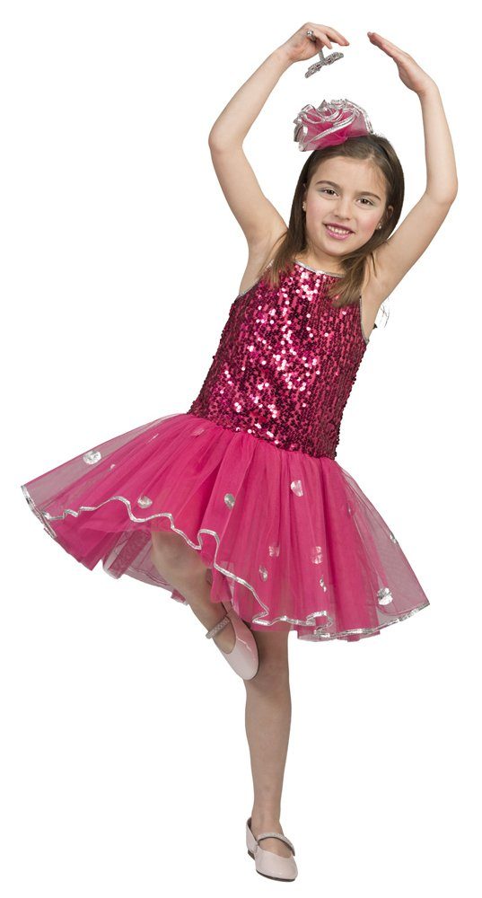 Funny Fashion Kostüm Ballerina Kostüm Kleid mit Pailletten für Mädchen