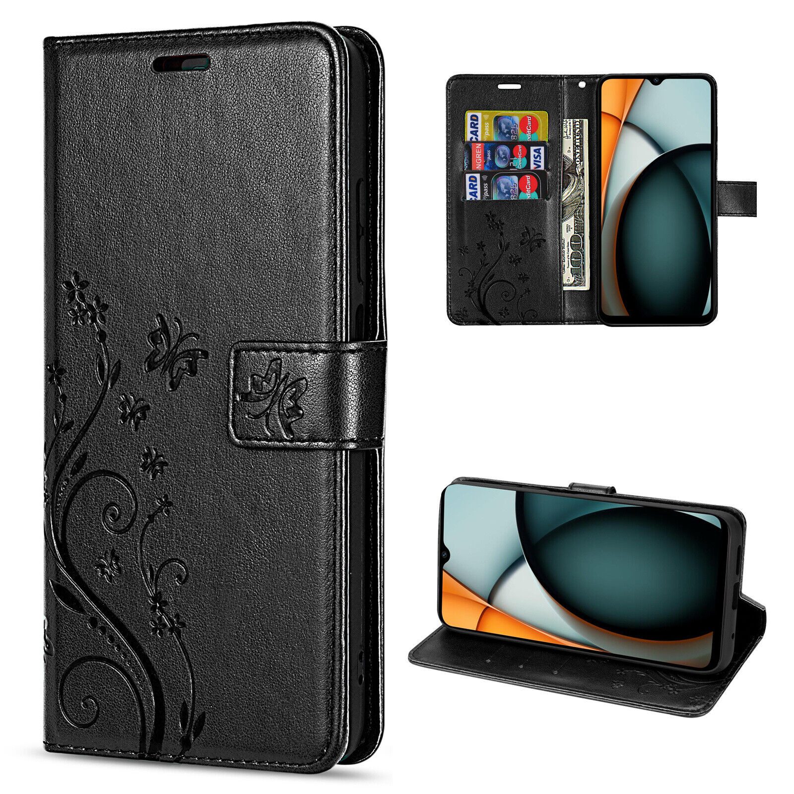 betterfon Handyhülle Handytasche für Xiaomi Redmi A3 Schutzhülle Klapphülle, Bookstyle-Hülle: Magnetverschluss 3 Kartenfächer & Standfunktion