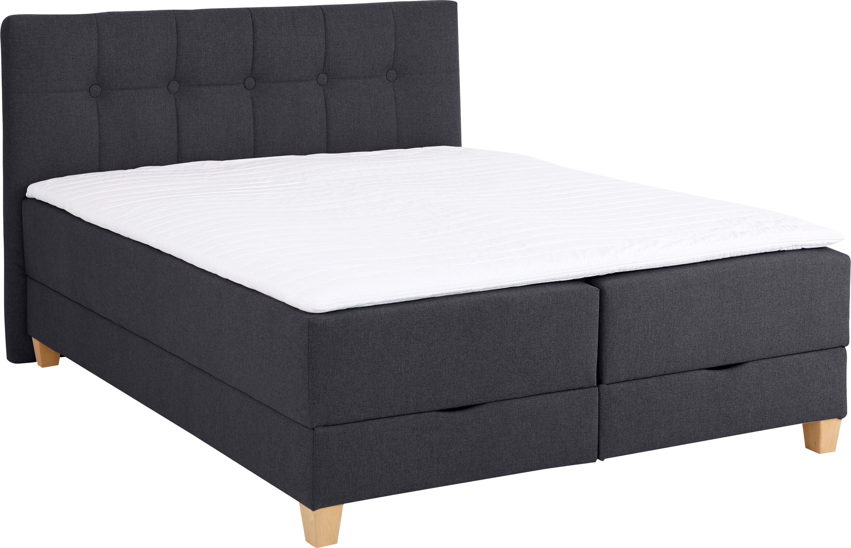 Home affaire Boxbett Lonrai, in H2,H3 & H4 und XXL - Überlänge 220cm wählbar, inkl. Topper