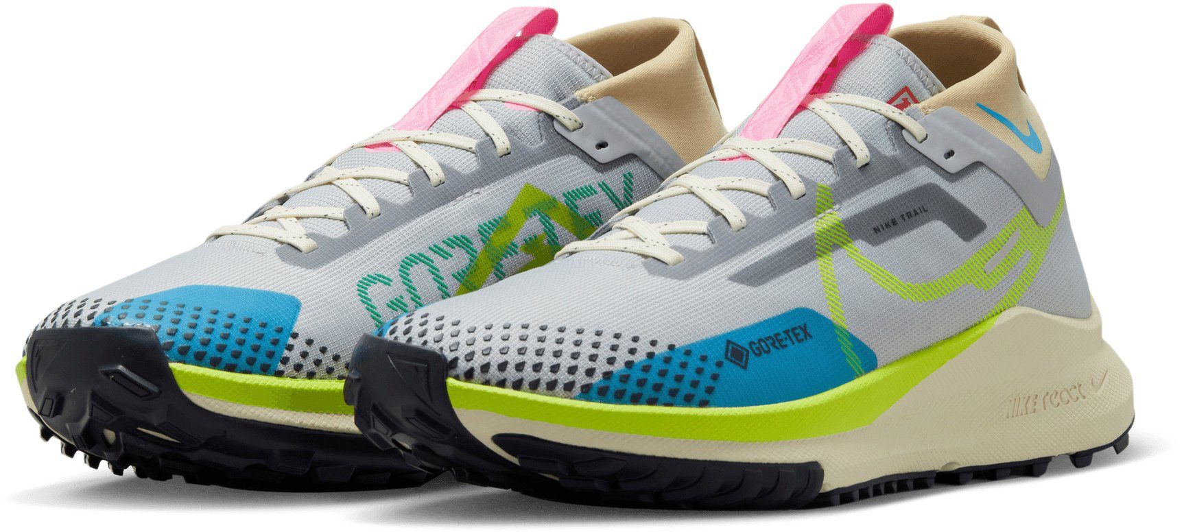 Nike PEGASUS TRAIL 4 GORE-TEX WATERPROO Laufschuh wasserdicht WOLF-GREY-VOLT-STADIUM-GREEN-BALTIC-BLUE