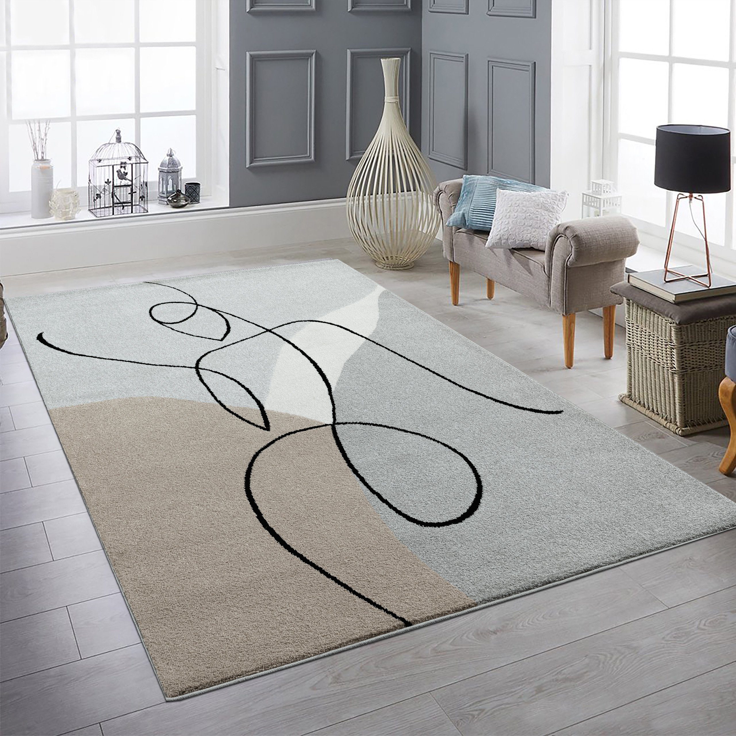 Teppich Pastelltönen Kurzflor-Teppich Abstrakter Höhe: in mm, 9 Fußbodenheizungsgeeignet rechteckig, mit Teppich-Traum, Silhouette,