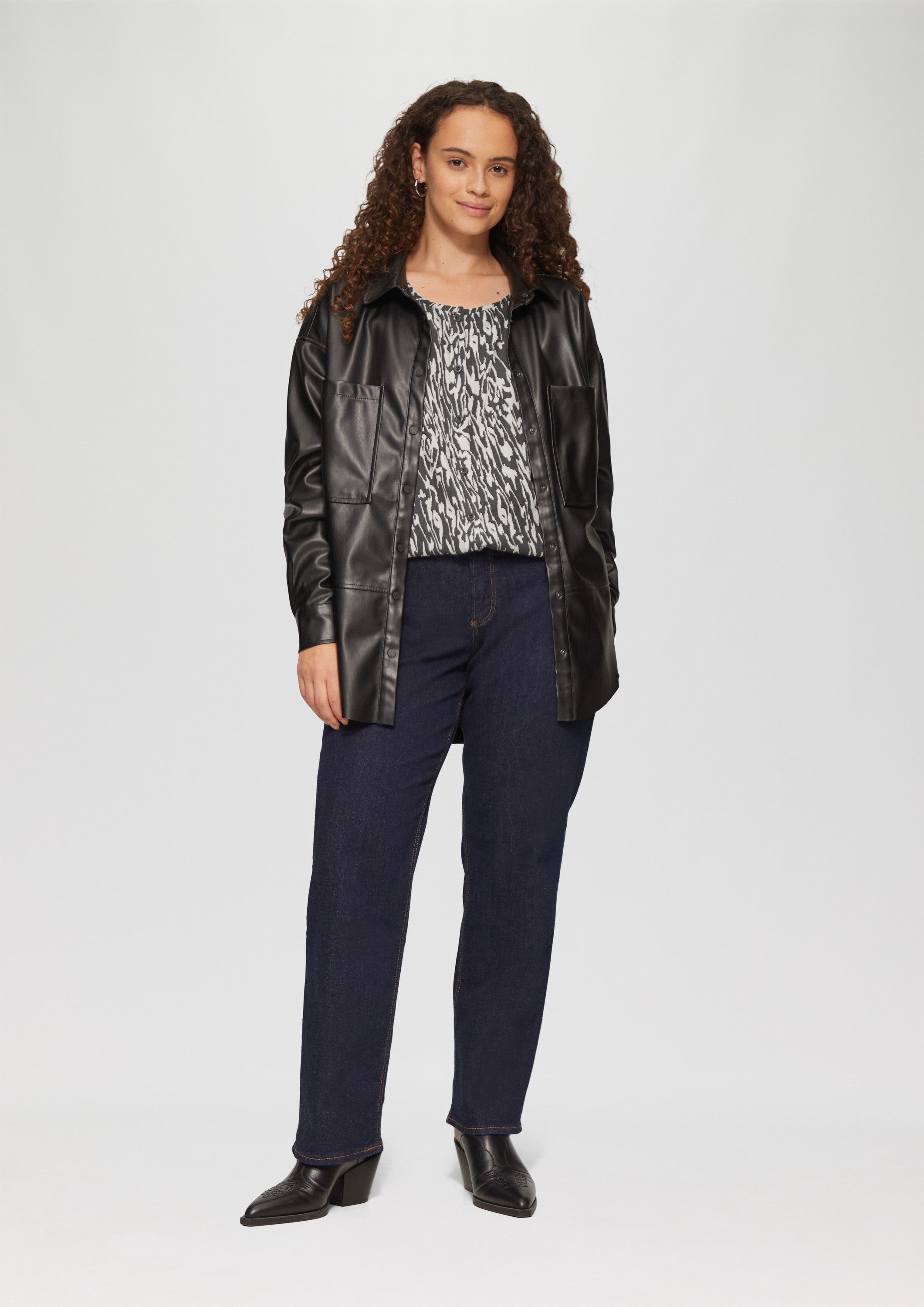 QS Langarmbluse Bluse Viskosebluse im Loose Fit