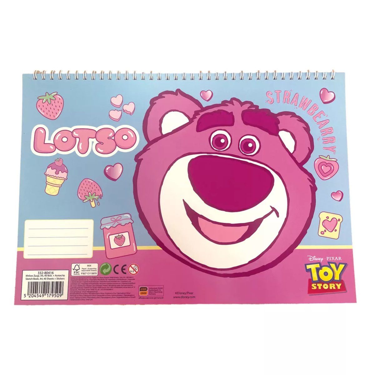 Disney Kreativset Disney Toy Story Lotso A/4 Spiral-Skizzenheft mit 40 Blättern und