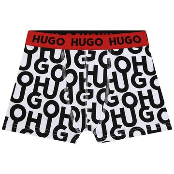 HUGO Boxershorts HUGO Boxershorts Trunks 2er Set schwarz weiß mit Logo Print