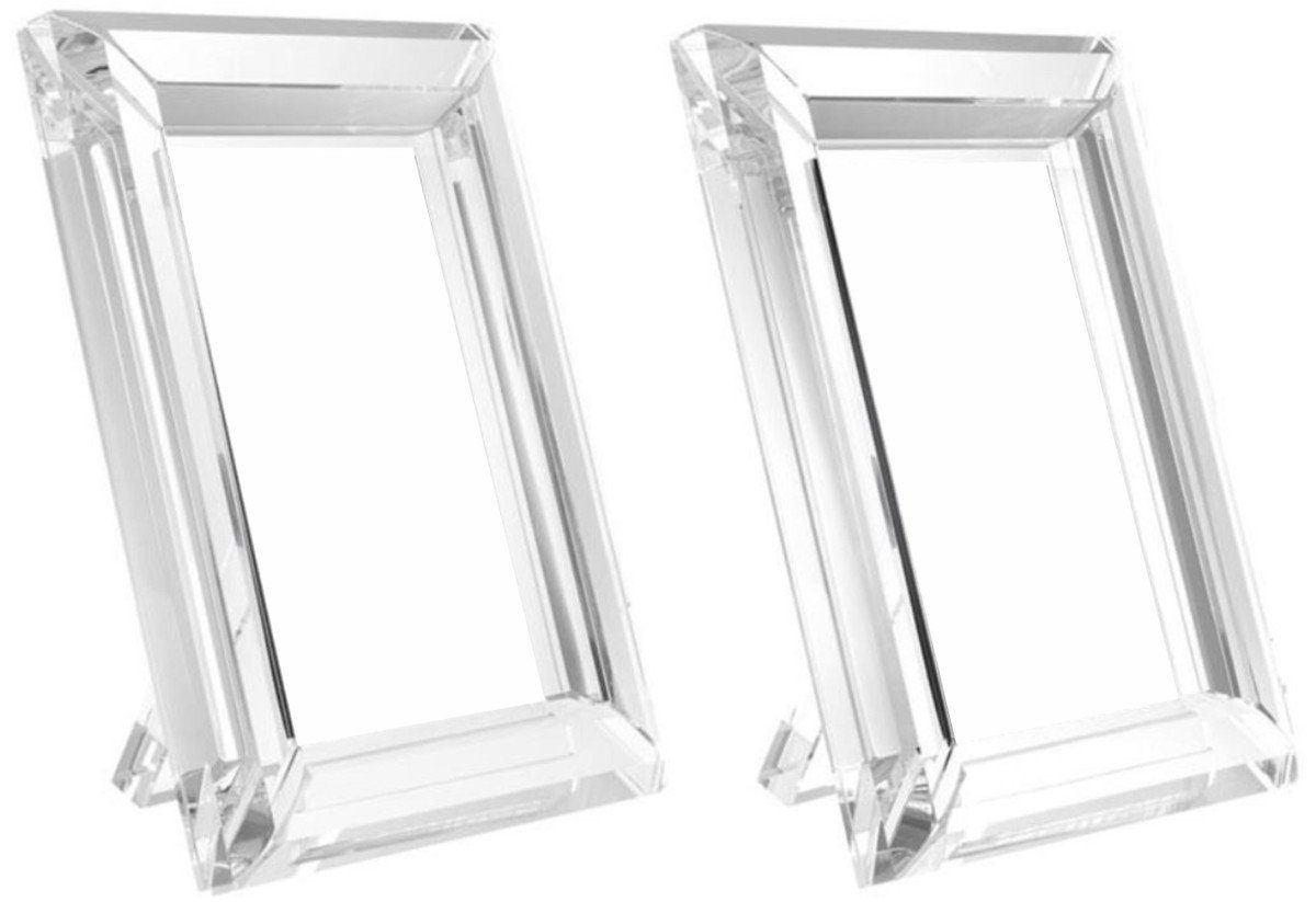Casa Padrino Bilderrahmen Tisch-Bilderrahmen Set 16 x 2,5 x H. 21,5 cm - Luxus Kristallglas Deko Accessoires
