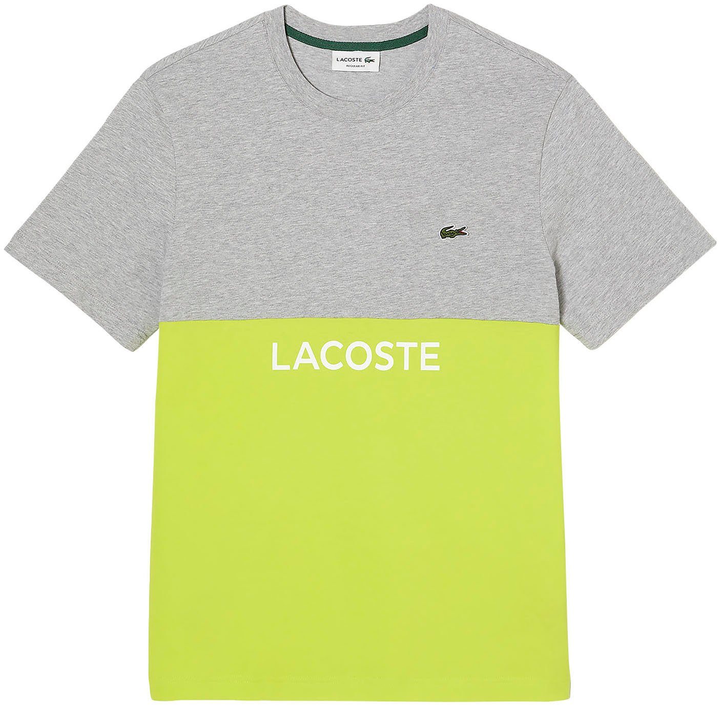 Lacoste T-Shirt aus Baumwolljersey mit Colorblock silver chine