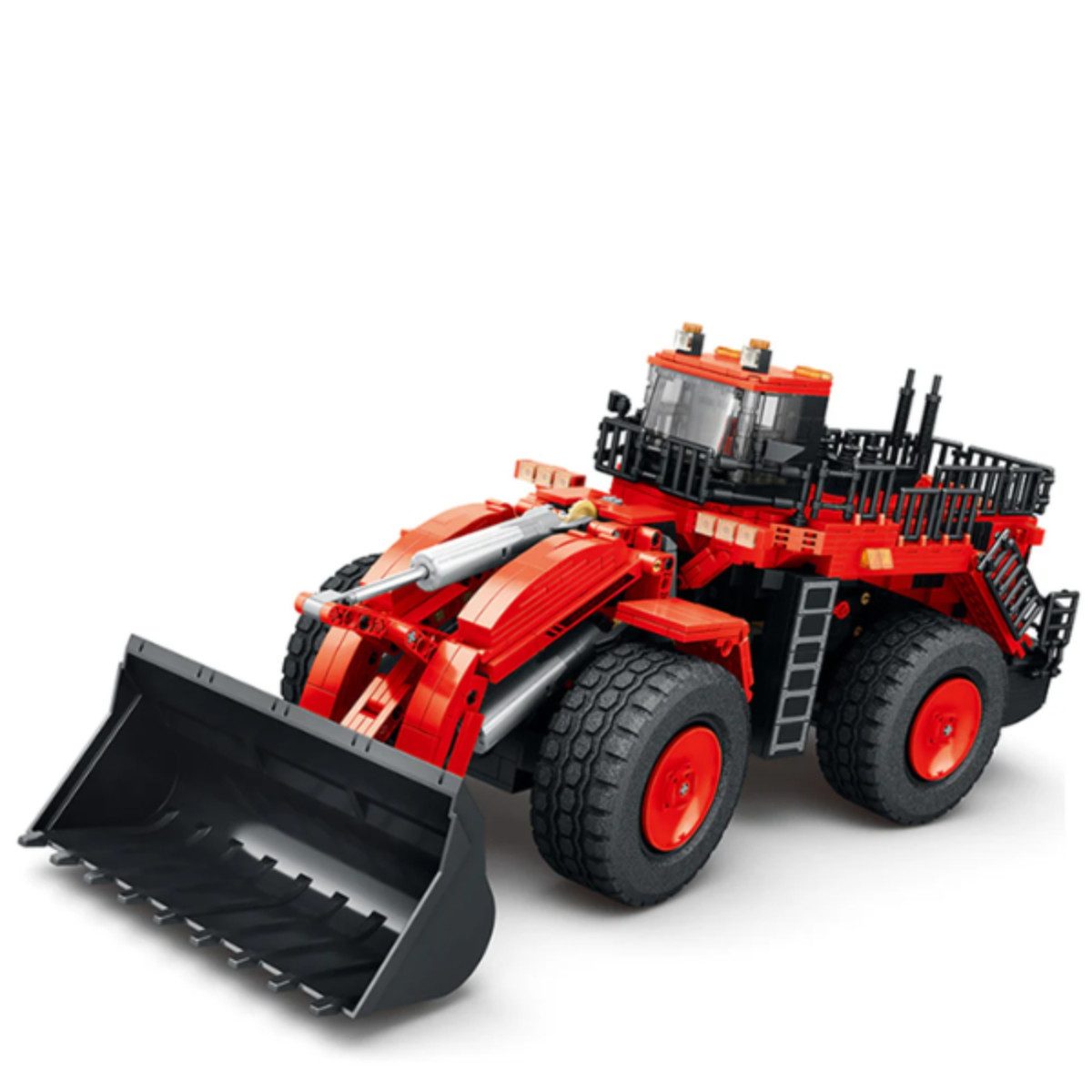 Reobrix 22010 Spielbausteine, (Klemmbaustein Bausatz, 1876 St., Bauset), Ferngesteuerter Radlader mit Allradantrieb und App Steuerung