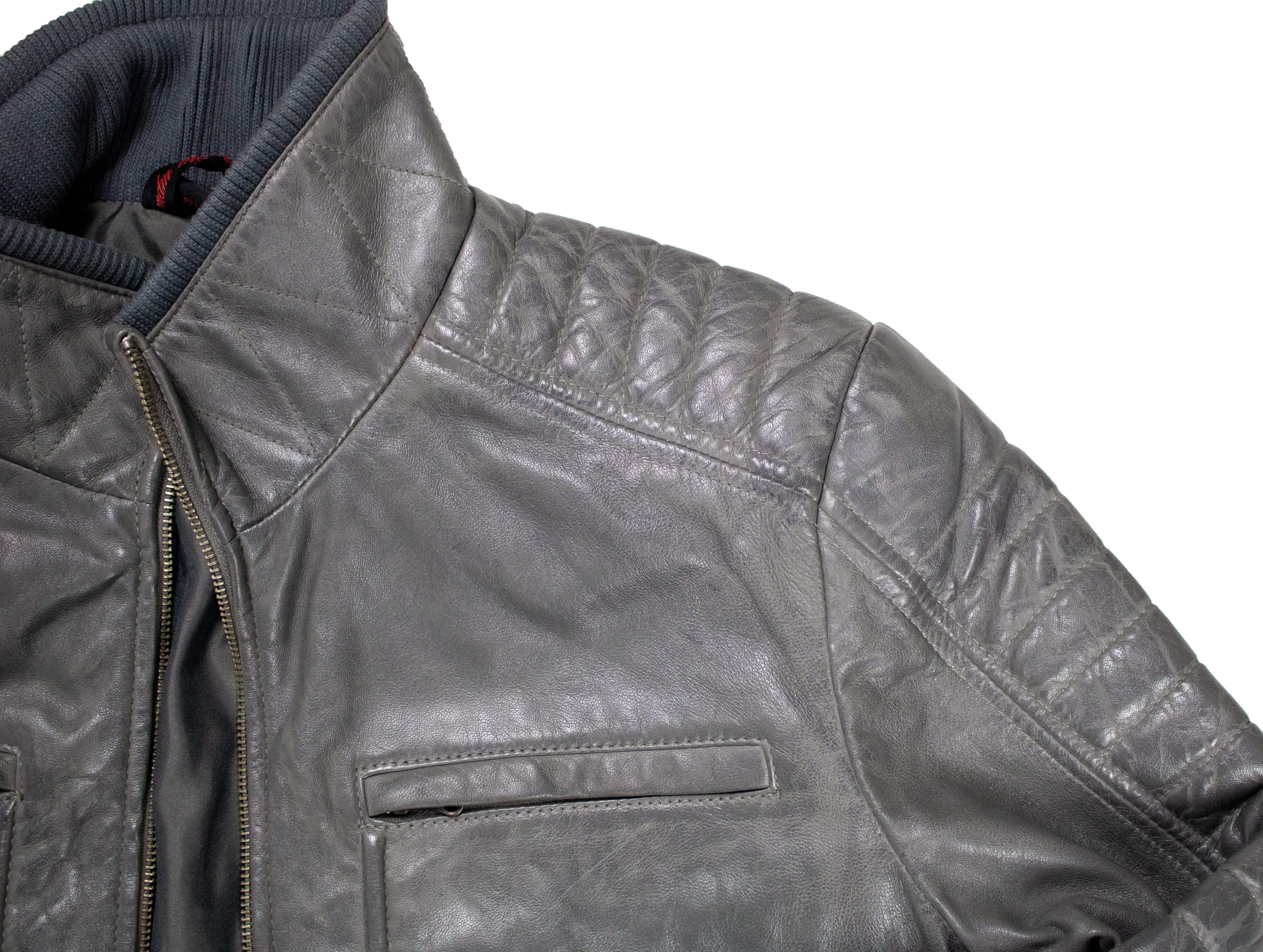 MDM Lederjacke Leichte Lamm Freizeit Herren Lederjacke Biker Stil