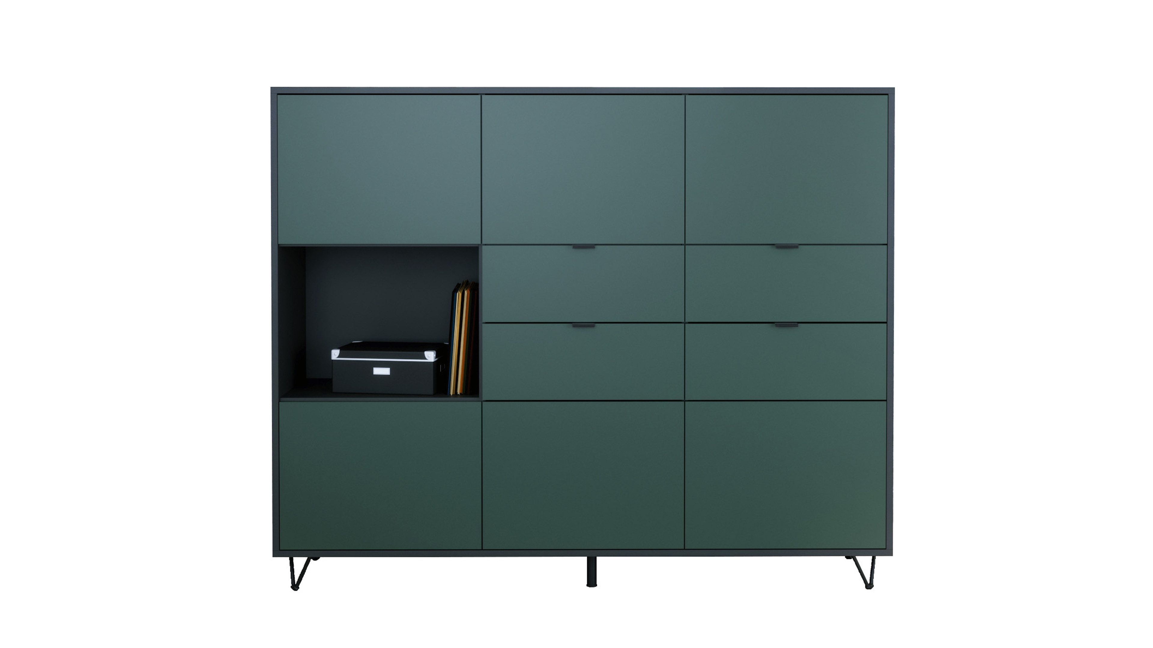 Vladon Highboard Marino V2 (Highboard mit 6 Türen Fjord Grün, 4 Schubladen günstig online kaufen
