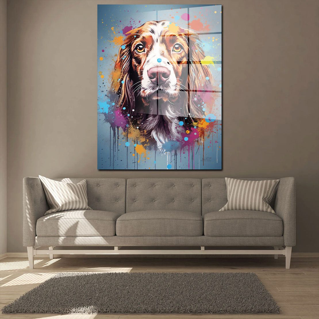 Artedinoi Acrylglasbild Cocker Spaniel Pop Art Acrylglas Wandbild Bild Wanddeko Wohnzimmer XL