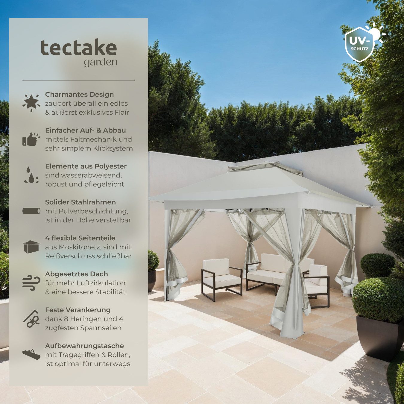 tectake Pavillon Faltpavillon, mit 4 Seitenteilen, günstig online kaufen
