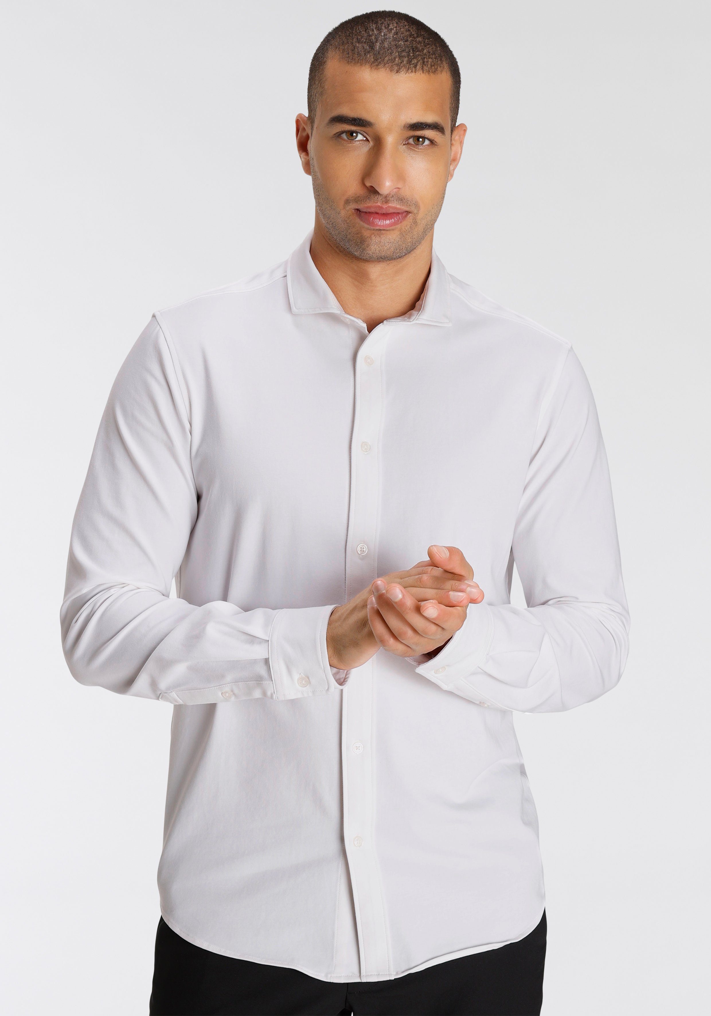 Bruno Banani Langarmhemd Jersey Hemd komfortabel günstig online kaufen
