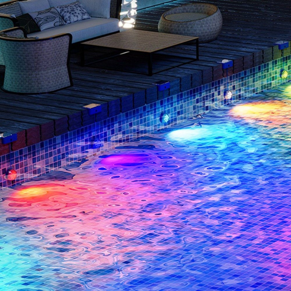 QUBEBU Pool-Lampe Solar LED Poollicht, RGB Poolbeleuchtung Unterwasser Licht, Timer, Dimmable LED Solarleuchte für Pool, Teichbeleuchtung mit Fernbedienung, IP68 Solarlampen Außen Pool Lichter Teich Aquarium Badewanne, Wasserdicht Pool Lichter Unterwasser für Aufstellpool, Badewannenlicht