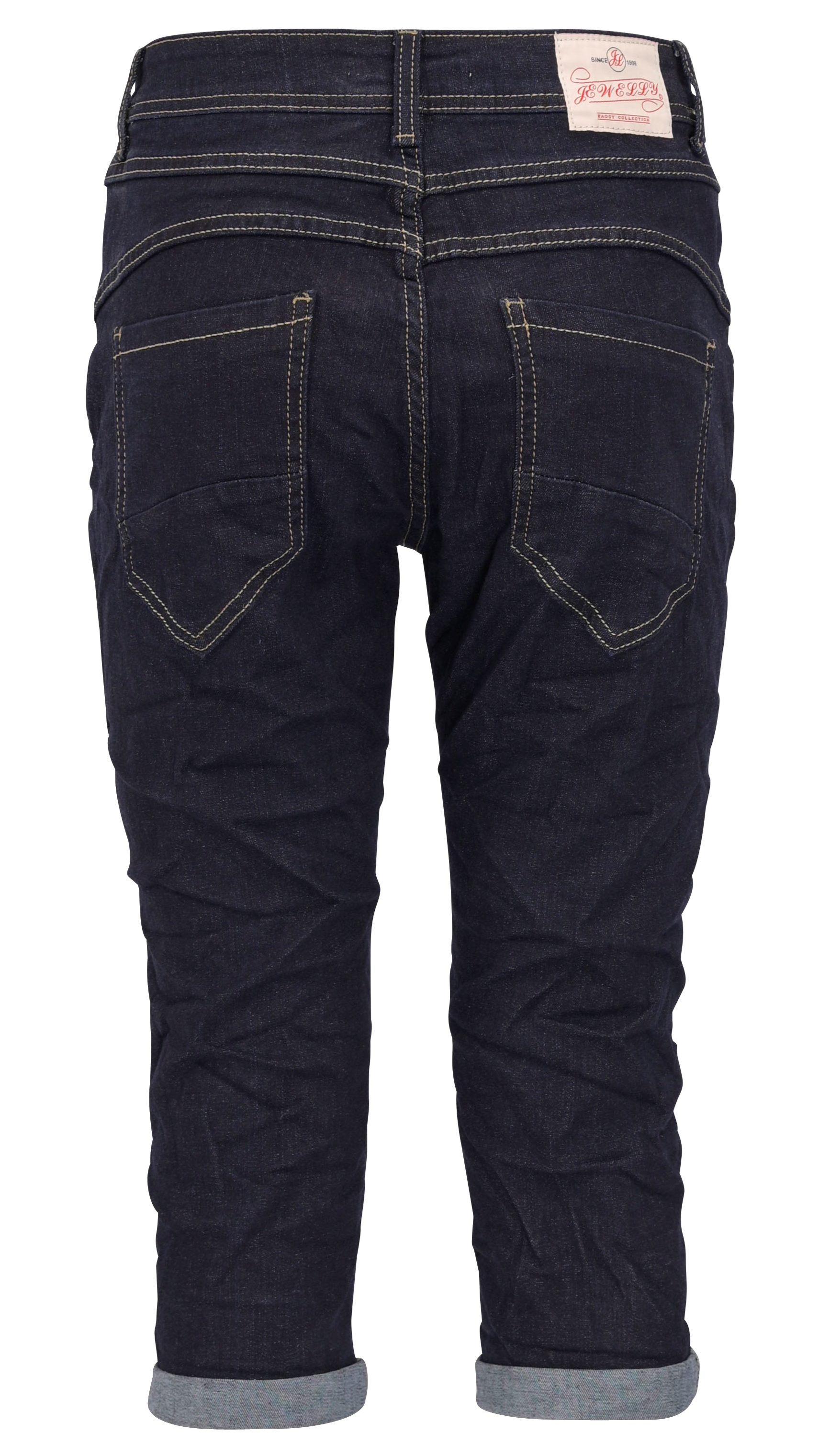 Jewelly Regular-fit-Jeans Capri Jeans im Hose und Boyfriend Crash-Look