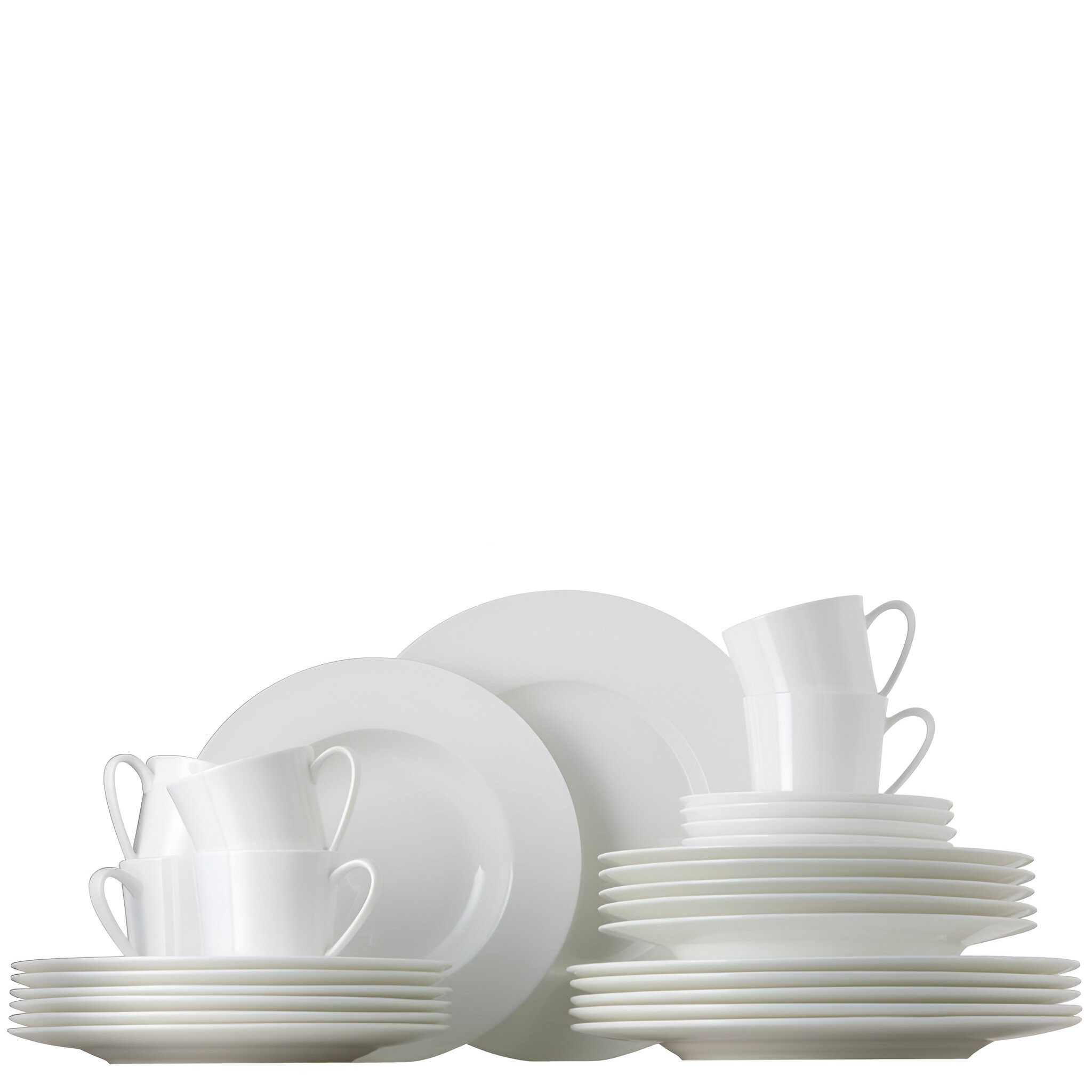 Rosenthal Kombiservice Kombi-Set 30-tlg. - JADE WEISS, 6 Personen, BONE CHINA, Lebensmittelkontaktsicher + Mikrowellengeeignet + Spülmaschinenfest
