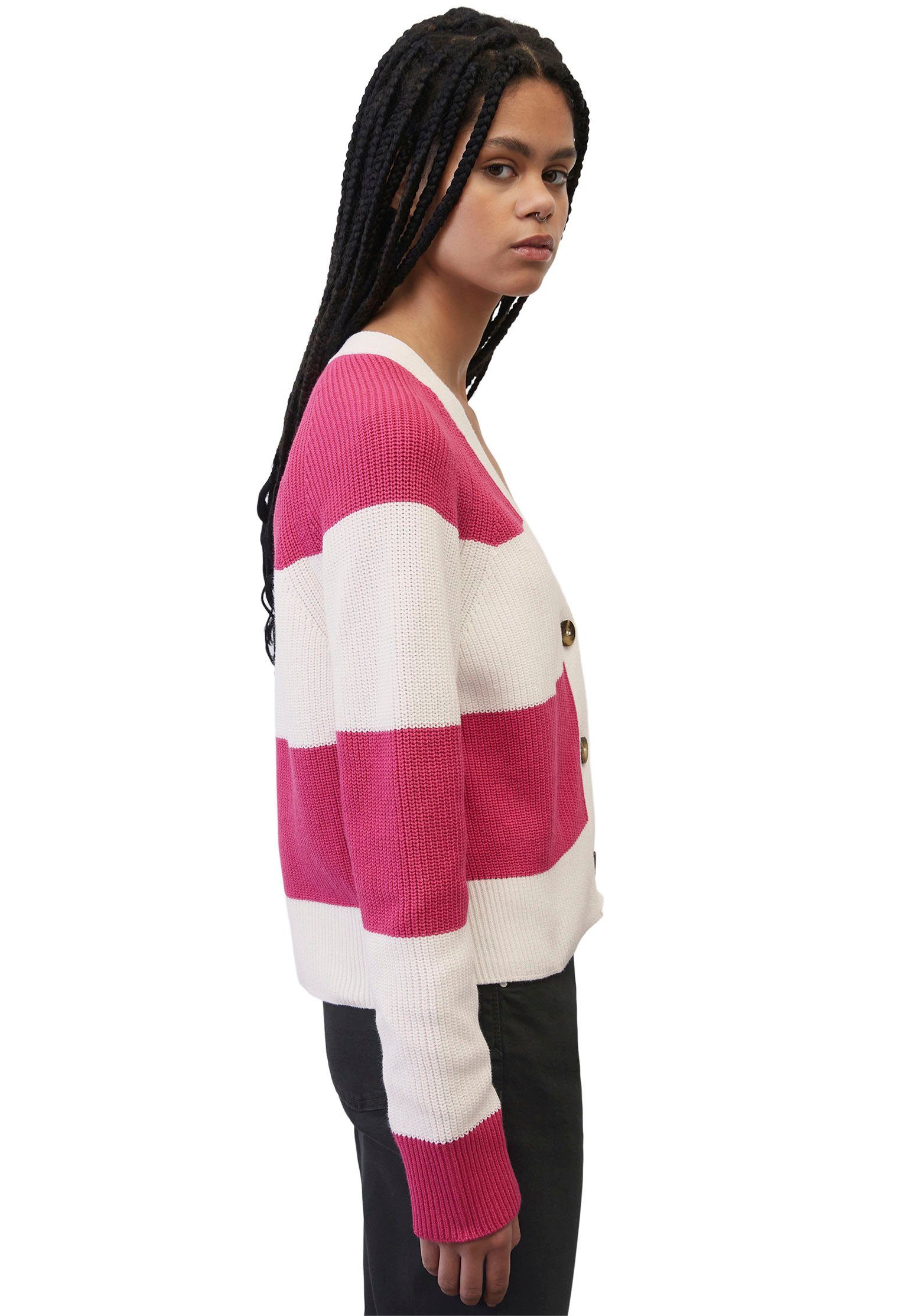 DENIM O'Polo Strickjacke Marc im Blockstreifenmuster rosa